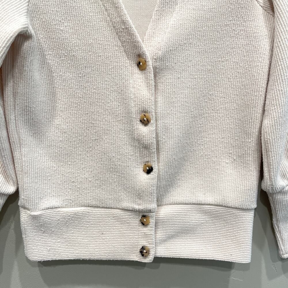Madewell Ottoman Rib Cardigan Top Bleached Linen - Size: XS - Picture 4 of 10